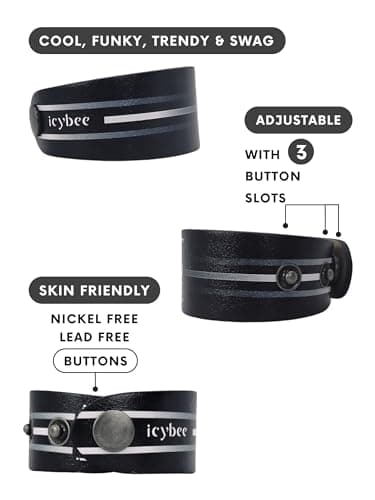 Bold Wild Free - Black Bold & Sleek + Vive la Vie - Blue Denim Ripped Jeans Print Fashion Bracelets Combo | Unisex Designer Wristbands | Premium, Limited Edition, Gift Ready | Handcrafted in India 3
