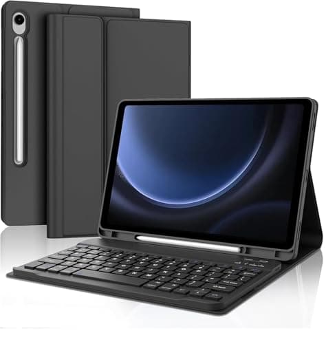 typecase Keyboard Case for Samsung Galaxy Tab S10 Lite / S10 FE / S9 / S9 FE (11/10.9 Inch only) with S Pen Holder, Pen Holder, Multi Viewing Angle, Slim Detachable Bluetooth Keyboard Cover (Black)