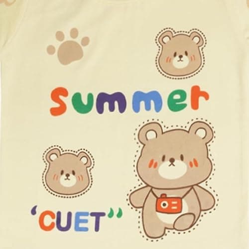 Printed Casual Kids Clothes for Boys | Half Sleeves Round Neck Pure Cotton Tshirt and Denim Shorts Kids Clothing Set | Summer Outfit Everyday Baby Boy Clothes (Cream, 5-6 years) 6