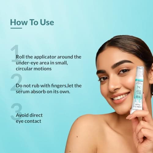 Fixderma Under Eye Cream Roll on with Peptides, Green Tea Extract & Vitamin E | Reduces Dark Circles, Puffiness, Wrinkles & Fine Lines | Triple Action | for Men & Women | 15g 5