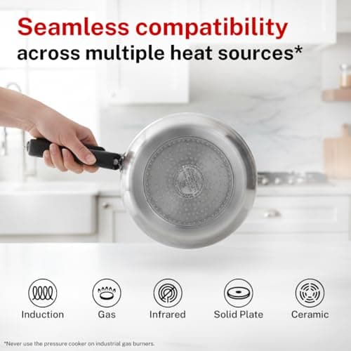 Prestige 3 Litre Aluminium Nakshatra+ Svachh Innerlid Pressure Cooker Handi|Deep lid for spillage control|Virgin Aluminium|Induction Compatible|Metallic Safety Plug|5 Years warranty|ISI Certified 5