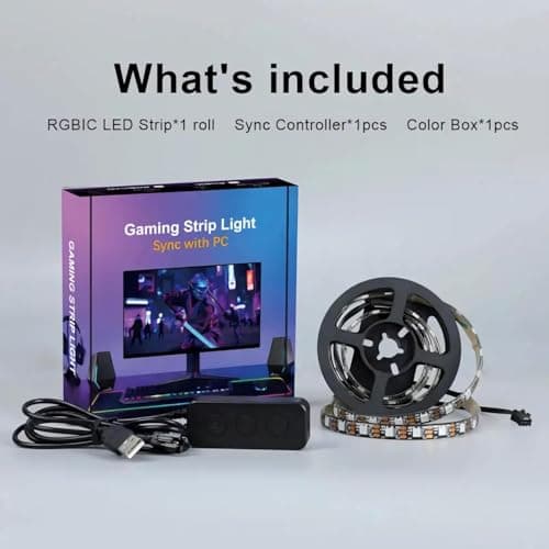 Pixel Sync Smart RGBIC PC Backlight for Monitors Up to 24-34 Inch | Monitor Sync & Music Sync | USB Powered Ambient Light | Only for PC, Not for TV | Ideal for Gaming & Desk Setup 2
