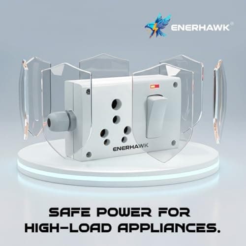 ENERHAWK 16A Heavy Duty Extension Board 3000W | High Load Power Strip with Pure Copper Wire | 16 Amp Socket for AC, Refrigerator, Geyser & Industrial Appliances | 16A Extension Chord | Made in India 6