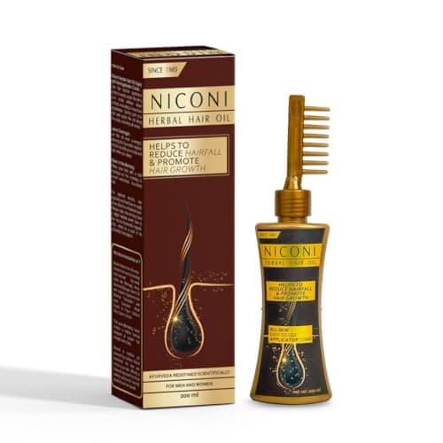 Niconi Herbal Hair Oil | Suitable for Men & Women | Applicator Bottle|Helps Reduce Hair Fall & Dandruff | Contains Coconut, Rosemary, Castor, Bhringraj, Eucalptus, Shikakai, Methi, Bhrami, Neem Oil | 