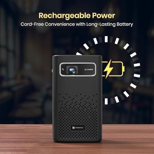 Portronics Pico 13 Rechargeable Smart Projector with Android Based OS, 4K Support, Streaming Apps (Netflix, Prime Video, Hotstar), 3500 Lumens, Keystone Correction, 10 W Speaker, Wi-fi, Bluetooth 4