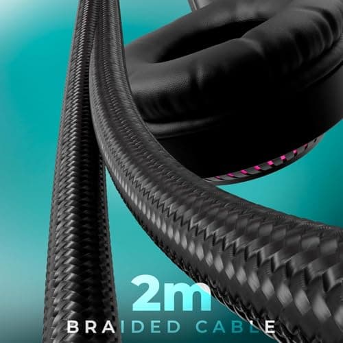 ZEBRONICS Jupiter Gaming Over Ear Headphone, 50mm Neodymium Drivers, RGB Multicolor Lights, Suspension Headband, Braided Cable, with Mic 4