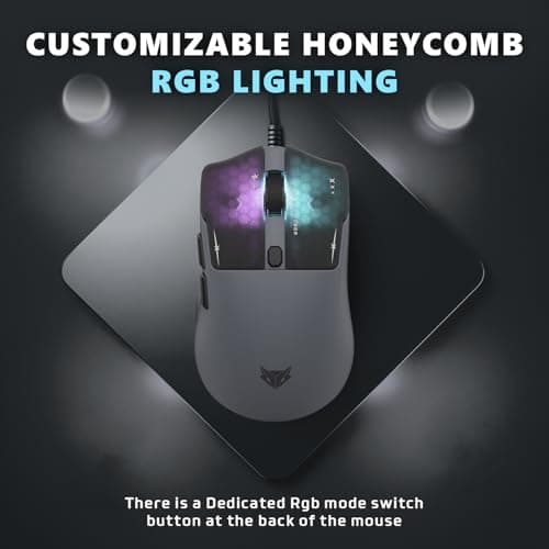 EvoFox Performance Series Ghost Air Ultra Lightweight(54g) Gaming Mouse | Pixart Sensor, Upto 1000Hz Polling Rate & 12400 DPI | Honeycomb RGB Lighting | Fully Programmable with Windows Software & On-b 5