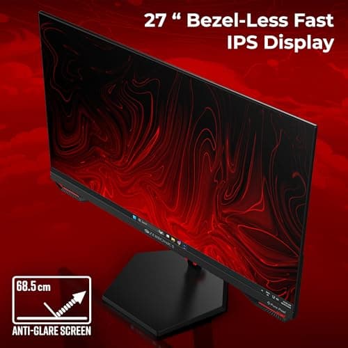 Zebronics S27A 27"" (68.5 cm) Gaming Monitor, 220Hz Refresh Rate, Fast IPS Display, HDMI, DP, FHD 1920x1080, 350nits Brightness, Built-in Speakers, ZGame Aid, Adaptive Sync, Bezel-less, Wall Mountable 3