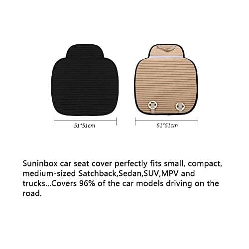 Suninbox Black Car Seat Covers,Buckwheat Hulls Car Seat Cushion,Truck Seat Covers,Compatible Sedan SUV Van MPV,Car Seat Pads,Bottom Seat Covers for Cars[Black Front Seat] 5