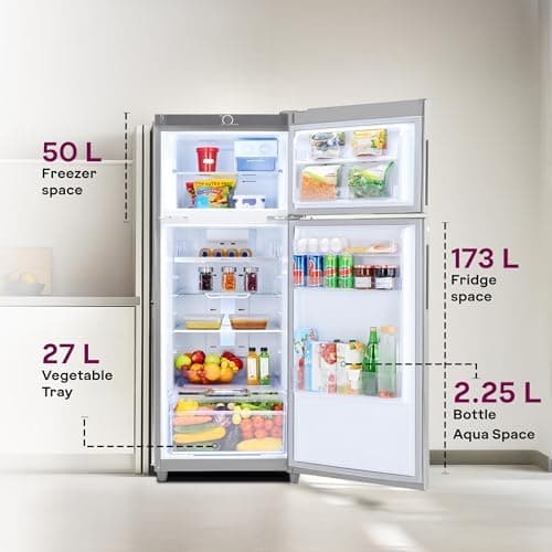 Godrej 223L 2 Star| New Launch| 5 Years Comprehensive Warranty| AI Powered| 30 days Farm Freshness| 360° Cooling| Inverter Frost Free Double Door Refrigerator (RF EON 244BN RI Steel Glow) 4