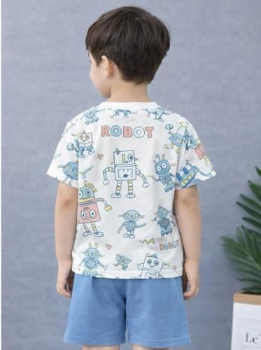 Shree Shyam Summer Dress for Kids Cotton T-shirt Shorts Pair – Printed Soft Fabric, Half Sleeve Round Neck Top, Kids Clothes for Boys, Baby Boy Summer Clothes Set 4