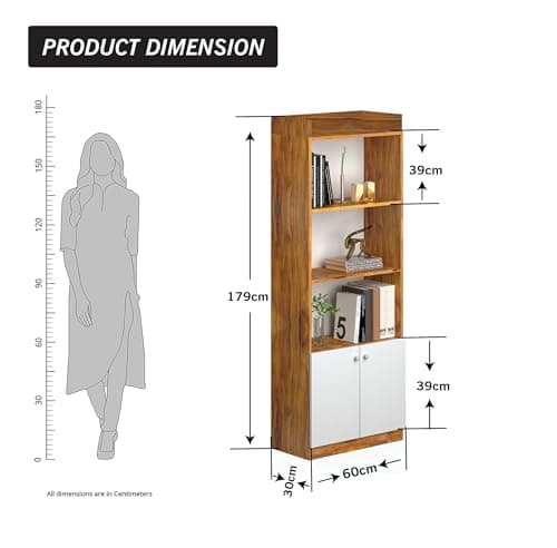 Callas Wooden Bookshelf with Display Unit Cabinet | Engineered Wood Bookcase for Living Room, Bedroom, Office | 1 Year Warranty with Free Installation 2