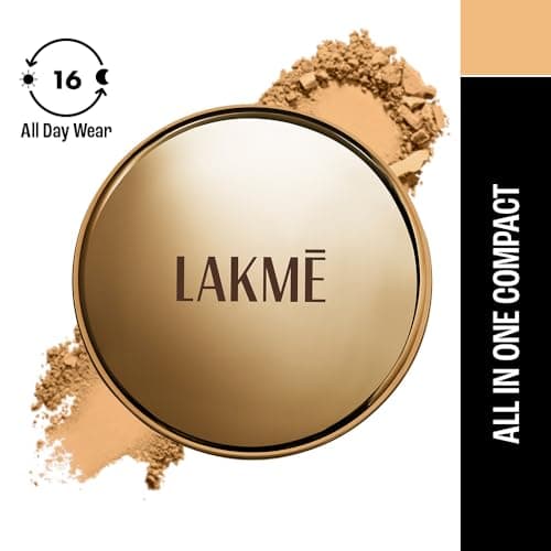 LAKMÉ 9 To 5 Primer With Matte Powder Medium Coverage All Skin Foundation Compact, Silky Golden, 9G 3
