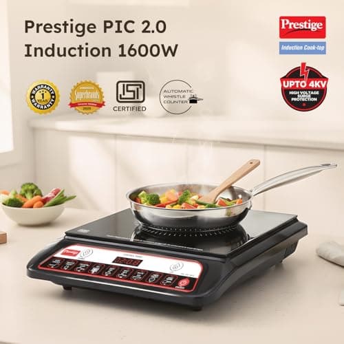 Prestige PIC 20 WIZ 1600W Induction Cooktop(Black, Automatic Whistle Counter, Indian Menu Option) 2