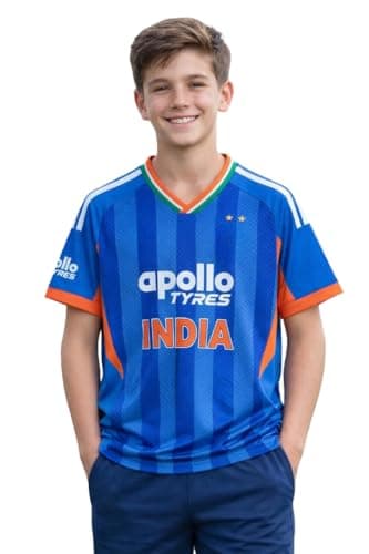 Sportigo India T20 Cricket Team Jersey 2025 for Boys/Girls (in, Age, 6 Years, 7 Years, Regular) Blue