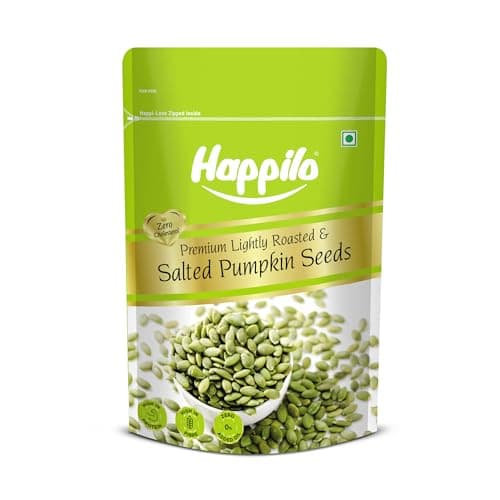 Happilo Premium Lightly Salted & Roasted Pumpkin Seeds 200g | AAA Grade | Crunchy Fiber-Rich Superfood Snack | Healthy Booster Seeds for Diet & Fitness