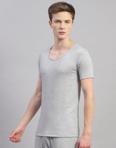 Monte Carlo Mens Solid Grey Round Neck Half Sleeve Thermal Vest (6240M2GR-0-42) 2