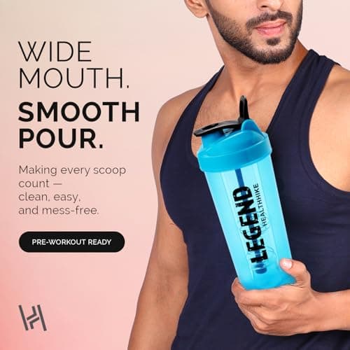 HealthHike Shaker for Gym, Protein Shaker Bottle 750ml,100% Leakproof for Workouts, BPA Free Gym Shaker Bottle for Men & Women Protein or Supplements Shake, Water & Outdoor Use - Fusion Ice Blue 4