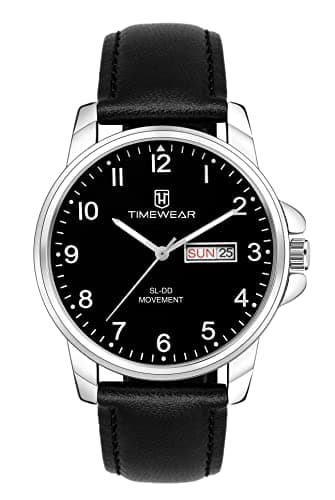 TIMEWEAR Analog New Track Number Dial Day Date Functioning Black Leather Strap Watch for Men 2