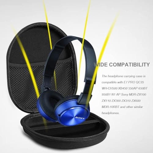 VERTUS Headphone Carrying Hard Storage Bag Case Cover Compatible for Skullcandy Hesh ANC, Crusher Evo, Bose QC45 QC35 II, Sony WH-CH520, 510, 710, 720NC, JBL Tune 510BT, Black 4