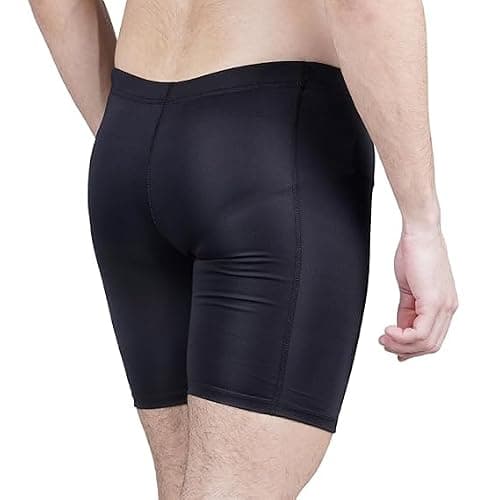 NEVER QUIT Men’s Half Compression Gym Shorts with Pocket – Black Stretch Workout Tight | Quick Dry Sports Activewear | Pack of 1/2 (in, Numeric, 34, Regular, Black) 2