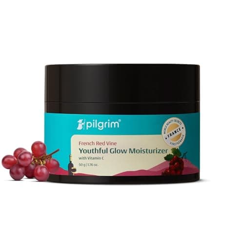PILGRIM French Red Vine Youthful Glow Moisturizer SPF 30 with Vitamin C, Rosehip Oil For Anti Ageing, Sun Protection PA+++, Daily Use, Dry, Oily, Combination Skin, Men & Women, 50g