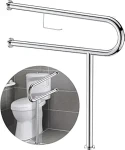 Anatomix Wall Mounted U Shaped Stainless Steel Grab Bar Rails 30 Inch Toilet Handrails Safety Handicapped Toilet & Bathroom Handle Support for Senior Citizen Pack of 2 Pcs