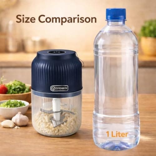 OPENBOX® Mini Electric Chopper & USB-C Portable Blender – 350 ml Food Processor, Egg Beater & Coffee/Protein Mixer – Whisk Froth Milk Puree Blend Fruits & Veggies – Rechargeable Kitchen Gadget (Blue) 4
