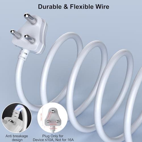 Hoteon Extension Board 5 Meter, 2500W 10A Extension Cord, Heavy Duty Long Wire Extension, 2 Universal Outlets Extension Cable, 3 Pins Power Cord Extension, Expandable Power Strip for Home Office 3