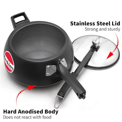 Hawkins 4 Litre Contura Black Pressure Cooker, Hard Anodised Inner Lid Cooker, Handi Cooker, Black (Cb40), 4 Liter 3