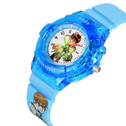 Shocknshop Boy's Analog Led Cartoon Multi Colors Lights Nylon Watch -W336 (Sky Blue) 3