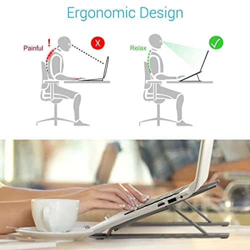 Portronics My Buddy K Portable Laptop Stand with Adjustable Height, Foldable, OverHeating Protection for Laptops & MacBooks (Grey) 2