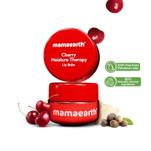 Mamaearth Cherry Moisture Therapy Lip Balm for Dry & Chapped Lips- 15 g | Heals, Brightens|Sheer Red Tint| Coconut Oil, Shea Butter, Cherry, Vitamin E, Ceramides, Kojic Acid | 100% Free of Petroleum J 2