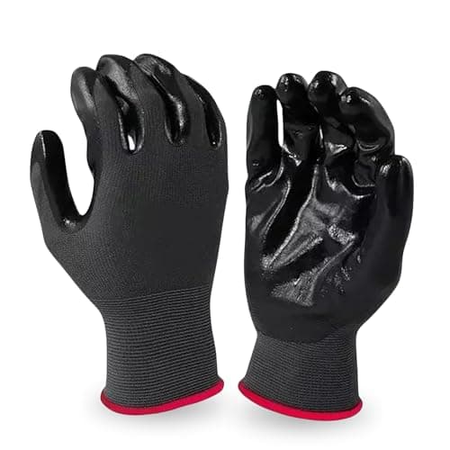 Tick Mark® Multipurpose Nylon Nitrile Coating Industrial Work Safety Hand Gloves, Fingers Protection, Useful in Gardening, Mechanical, Construction – Durable & Comfortable (BLACK NYLON 5 PAIR) 2