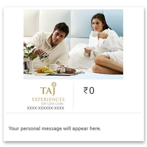 Taj Hotels Experience | Flat 11% | E-Gift Card | Instant Delivery | Valid for Outlet purchases | 6 months validity