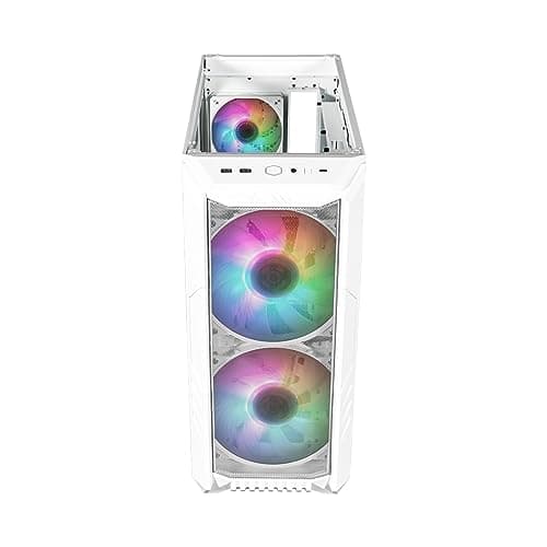Cooler Master HAF 500 Computer Case - White | High Airflow Cabinet | Mesh Front Panel | Dual 200mm ARGB Fans | Rotatable GPU Fan | Type C Connector | Removable Top Panel | Upto ATX,E ATX Mobo 5