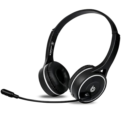 BigPassport Bluetooth Wireless Over-Ear Headset with Mic | Noise-Cancelling Headphones for Skype, Zoom, Online Meetings, Call Center, Office, PC, Laptop – Pro-Air_Bp30 (Black)