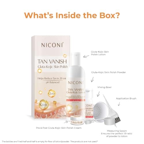 NICONI Gluta-Kojic Skin Polish | D-Tan Professional Face Pack for Brightening & Glow | Instant Tan Removal & Dead Cell Exfoliation | Smooth Radiant Finish | 180g 2