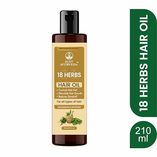 Just Ayurveda 18 Herbs Hair Oil, 210ml, Controls Hair Fall, Stimulates Hair Growth, Reduces Dandruff, Nourishing & Reviving, For All Hair Types 2
