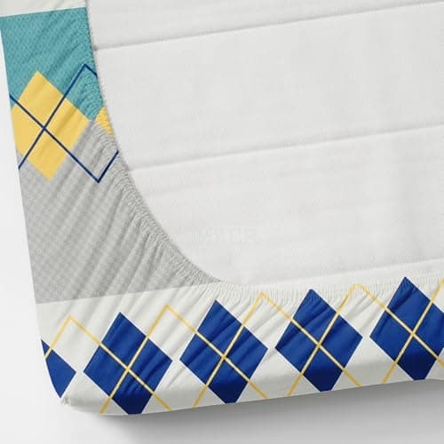 VOMZER 320 TC Cotton Feel All Around Elastic Fitted Printed Bedsheets King Size, Premium Elastic Fitted King Size Bed Sheet for Double Bed with 2 Pillow Covers, Size- 78 x 72 (Blue Box) 4