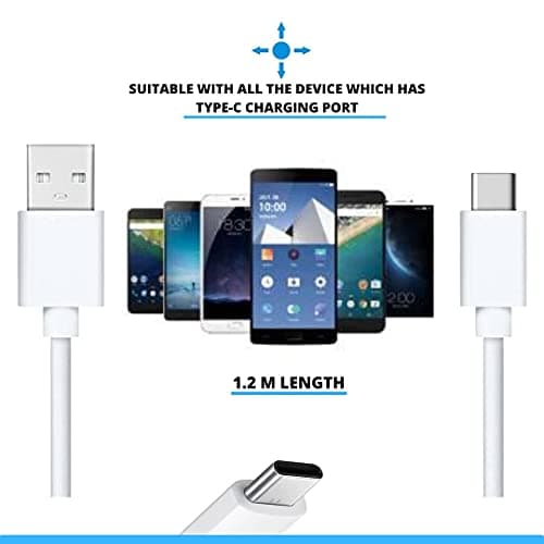 USB Cable Type c for ChromeBook Pixel Cable Original Like USB | Charging & Sync Data Cable | Rapid Quick Dash Fast Charging Cable| Type C to USB-A Cable (3.1 Amp,RW USB - White) 3