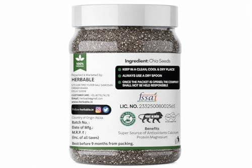 Herbable Raw Chia Seeds 500g | High Fibre, Omega-3, Protein Rich Superfood | Gluten-Free, Vegan | Supports Digestion, Energy, Weight Management 3