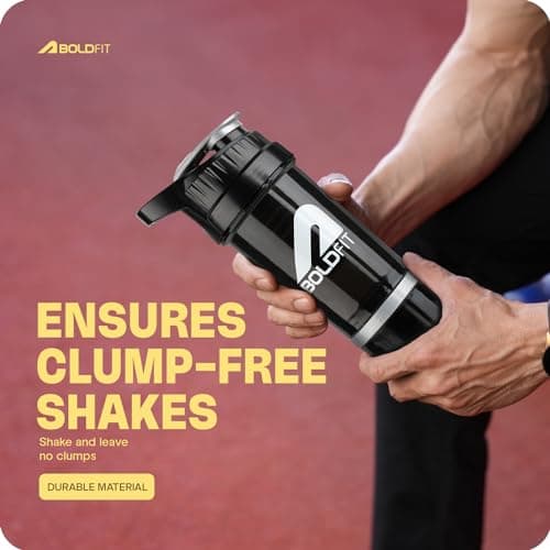 Boldfit Gym Shaker For Protein Shake Leakproof Shaker Bottles For Supplements With Extra Compartment, Pre-Workout & BCAA, Protein Shake Bottle, Gym Bottle For Men And Women Black - 500 ml 2