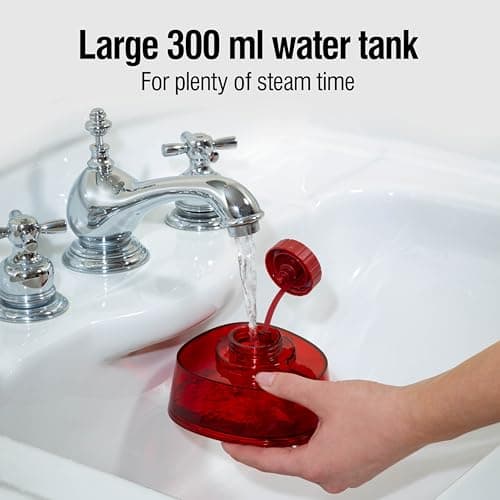 Hamilton Beach Professional Garment Steamer, Steam Iron for Clothes, 1740W Fast Heat Up, Turbo Steam Mode, Detachable Fabric Brush, Large 300ml Water Tank, Ergonomic Handle, Travel Iron, 2m Cord, Red 4