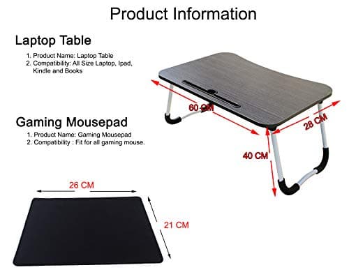 MemeHo® Smart Multi Purpose Laptop Table and Gaming Mouse Pad Combo (Black) 2