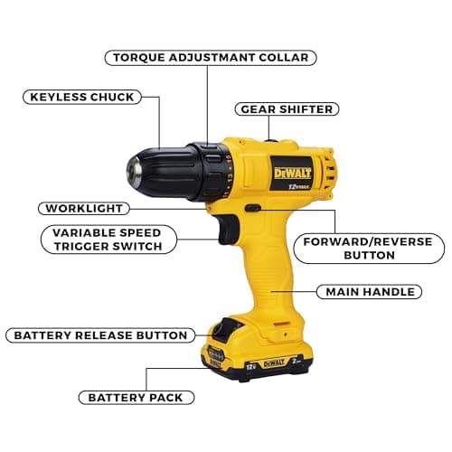 DEWALT DCD700D2 12V, 10mm XR Li ion Cordless Drill Driver with 2x2.0 Ah Batteries included 3