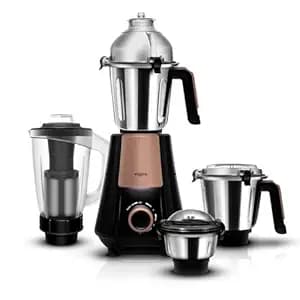 Wipro Elato Divine FMG 215 800 Watt Mixer Grinder with 4 Jars,Heavy Duty 100% Copper Ball Bearing Motor with 5 Year Warranty,Superfast Grinding,Clip Lids - Hands Free use, 4 Jars Mixer Grinder,Black