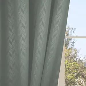LINENWALAS 100% True Blackout Curtains 5 Feet Long - 1 Panel Curtain, Herringbone Embossed Design Complete Light Block Thermal Insulated & Noise Reducing Room Darkening Curtains (Light Grey)