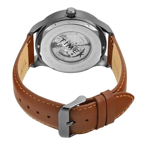 TIMEX Automatic Watch for Man with Grey Round Dial & Brown Leather Strap Band Water Resistant Men's Wrist Watches - TWEG208SMU14 3