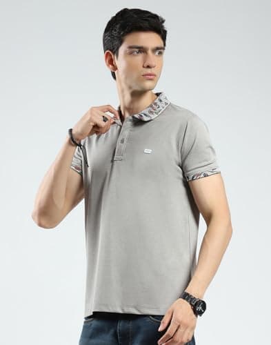 Monte Carlo Men's Slim Fit Polo T-Shirt | Printed Pattern| Half Sleeve | Collared Neck | Casual Wear T Shirt for Men's Grey XXL (Pack of 1) 2